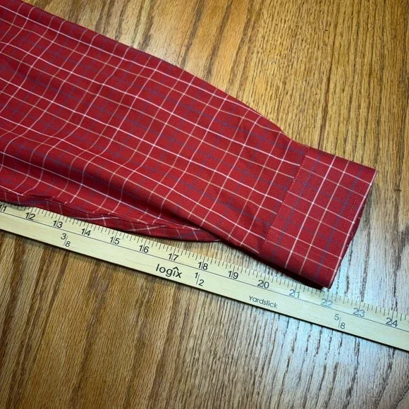LL Bean Button Up Shirt Men's Large Tall Red Plaid Long‎ Sleeve Traditional Fit - Picture 6 of 7